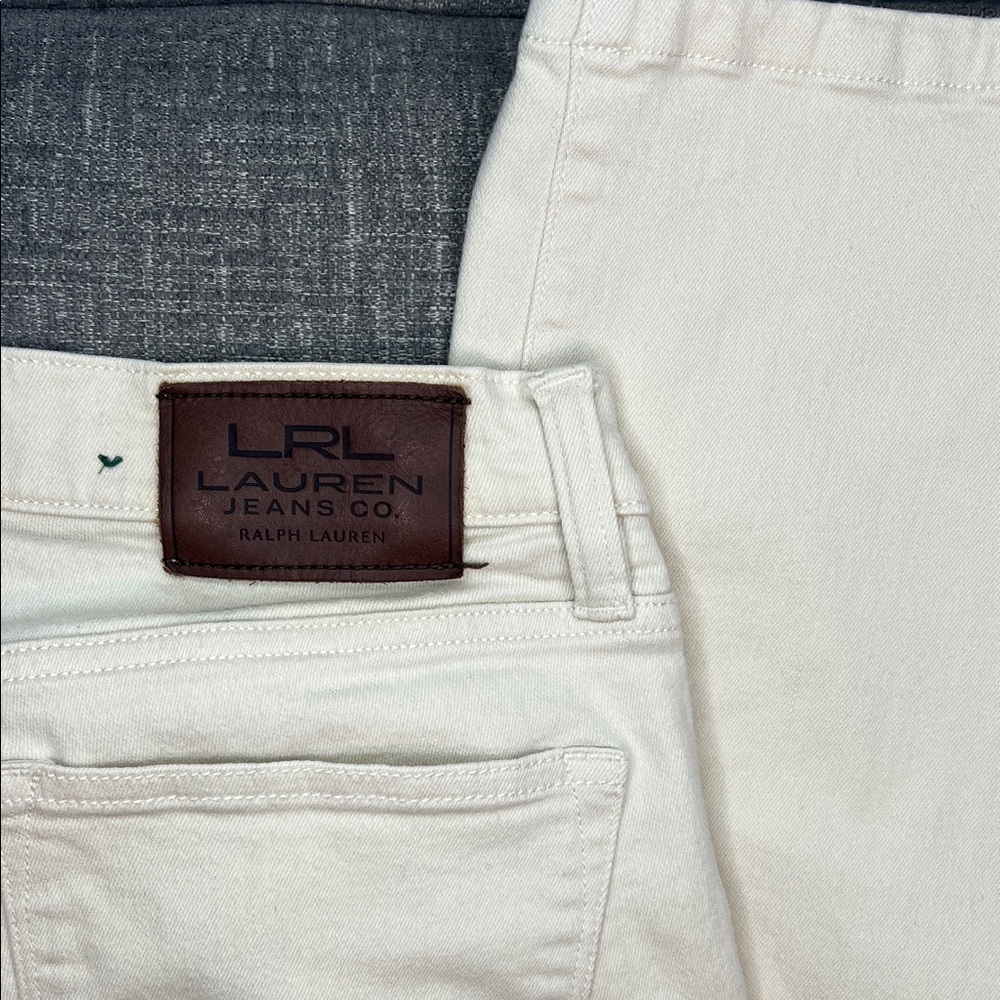 LRL Ralph Lauren Off-White Straight Leg Jeans Petite 8P - Picture 4 of 5